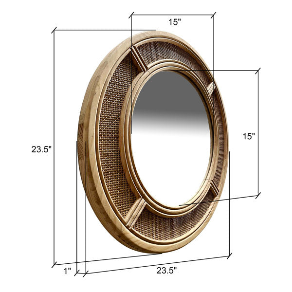 Bamboo Wall Mirror for living room | Cane Wall Mirror | Rattan Mirror -Firoh - Akway Uncategorized (Image 6)