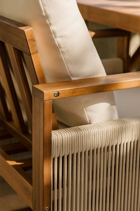 Dining Chair Teak Wood Finish | Woven Garden Chair Teak Wood Finish | Woven Dining chair | Terrace Chair- Advika by Akway
