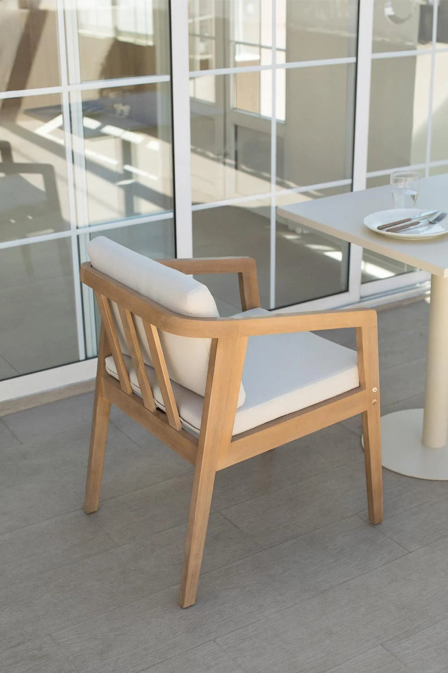 Dining Chair Teak Wood Finish | Woven Garden Chair Teak Wood Finish | Woven Dining chair | Terrace Chair- Anika by Akway