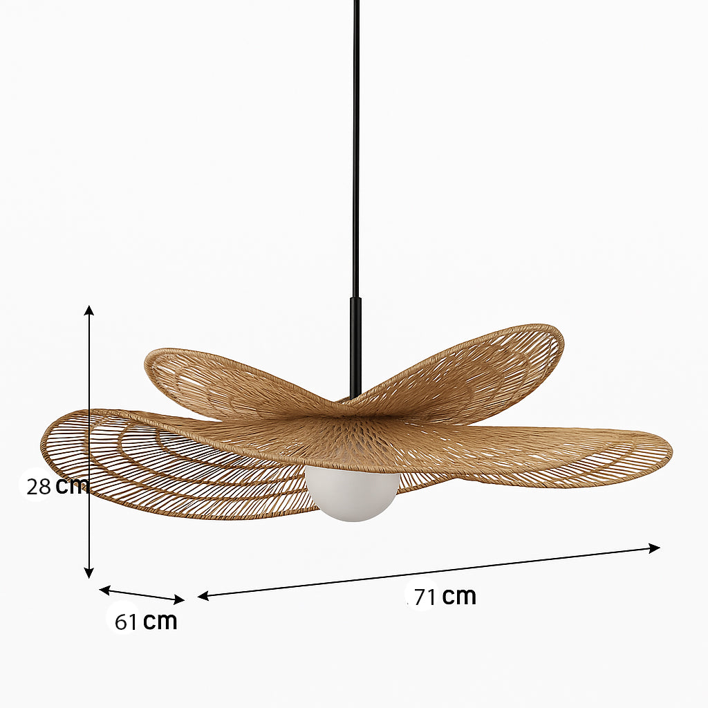 Bamboo Hanging lamp for Living Room | Rattan Pendant light | Cane ceiling light - Arshia 20" x 17" x 10" H by Akway - Image 1