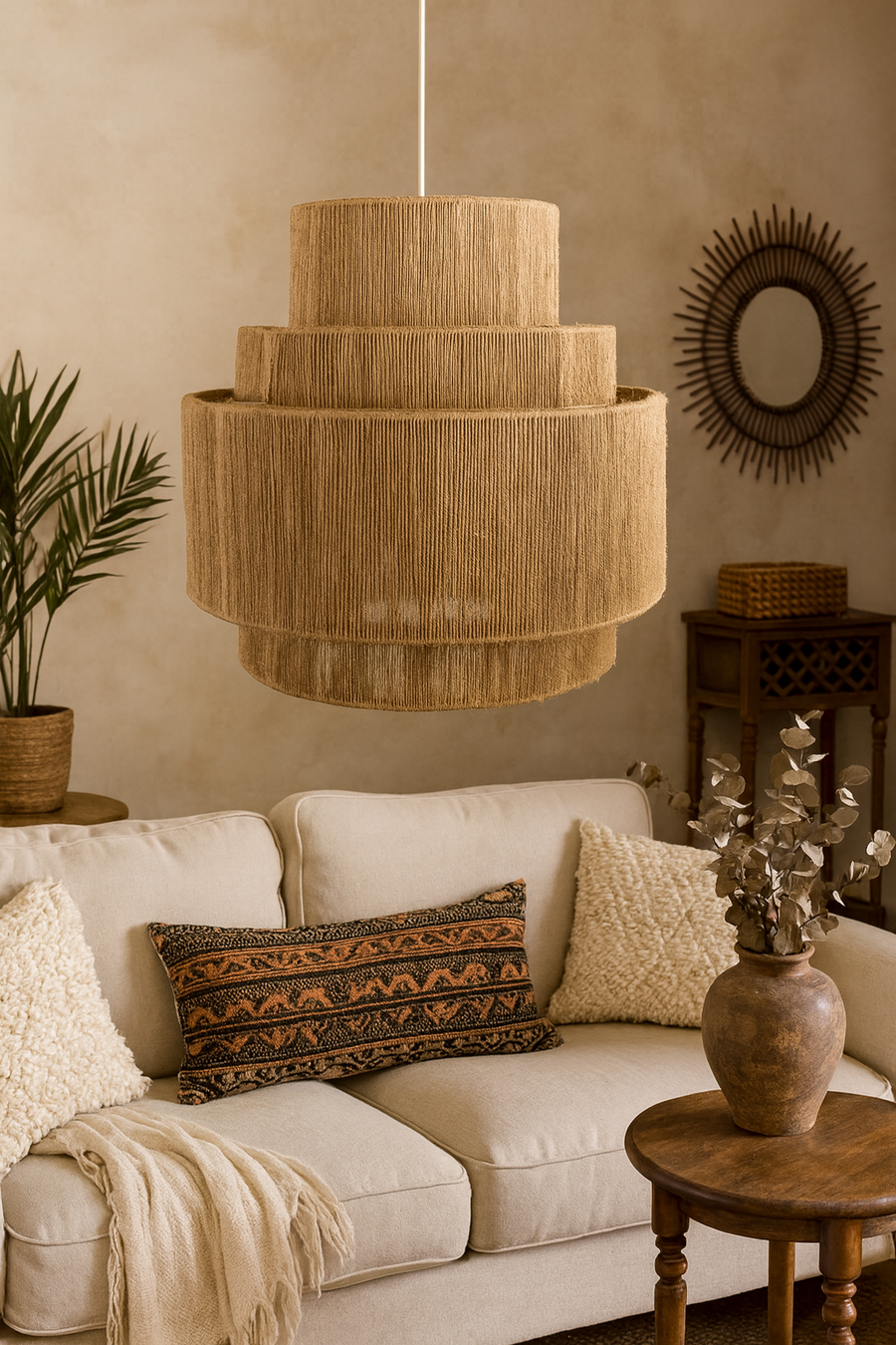 Jute Chandelier for Dining Room - Eenakshi by Akway