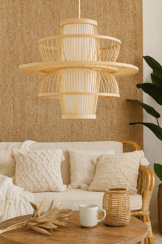 Bamboo Lamp for Living Room | Rattan Pendant light | Cane ceiling light - Ganesh by Akway - Image 1