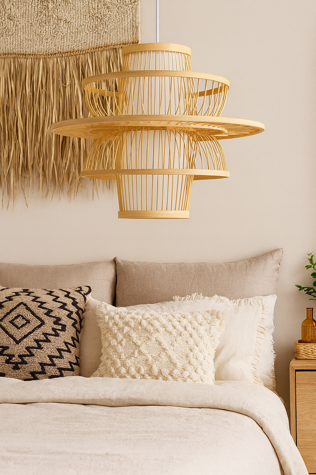 Bamboo Lamp for Living Room | Rattan Pendant light | Cane ceiling light - Ganesh by Akway - Image 3