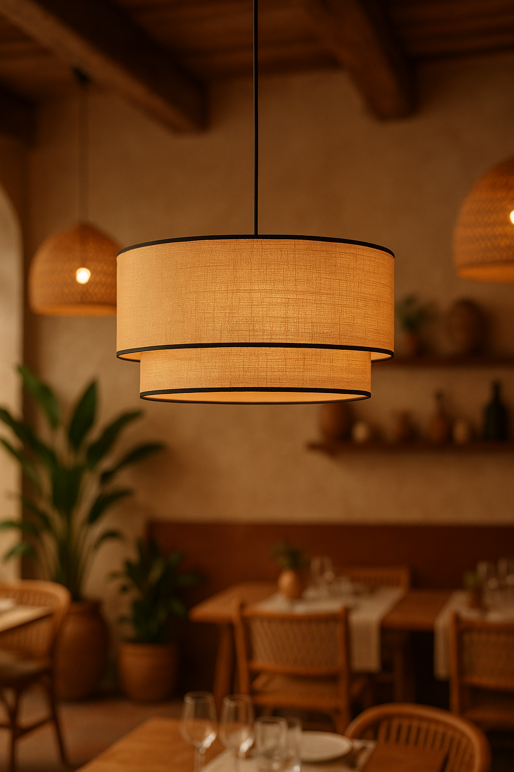 Jute Hanging Lamp for Living Room | Jute Pendant Lamp - Jeevika 12 Dia x 8 Height by Akway - Image 6