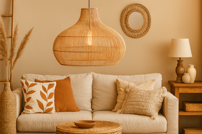 Bamboo Pendant Light for Living Room 14 Inch - Johar by Akway
