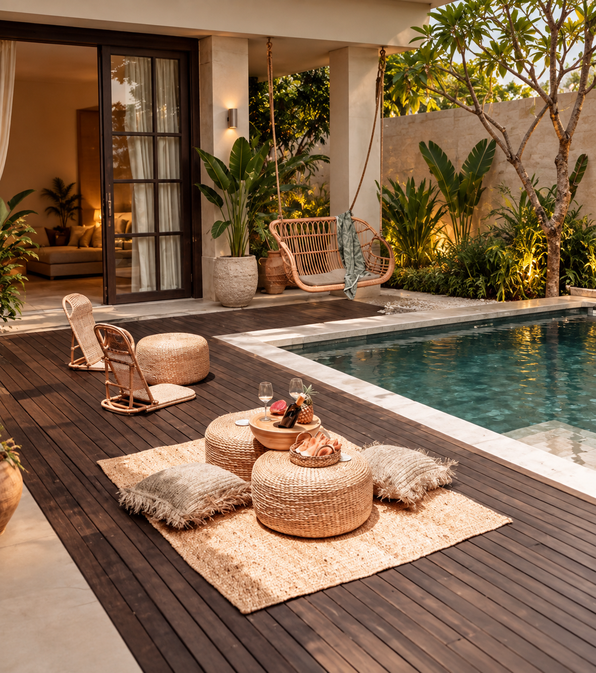 Rattan Hanging Chair for Outdoor | Bamboo Swing Chair - Kaia by Akway - Furniture > Swing Chairs