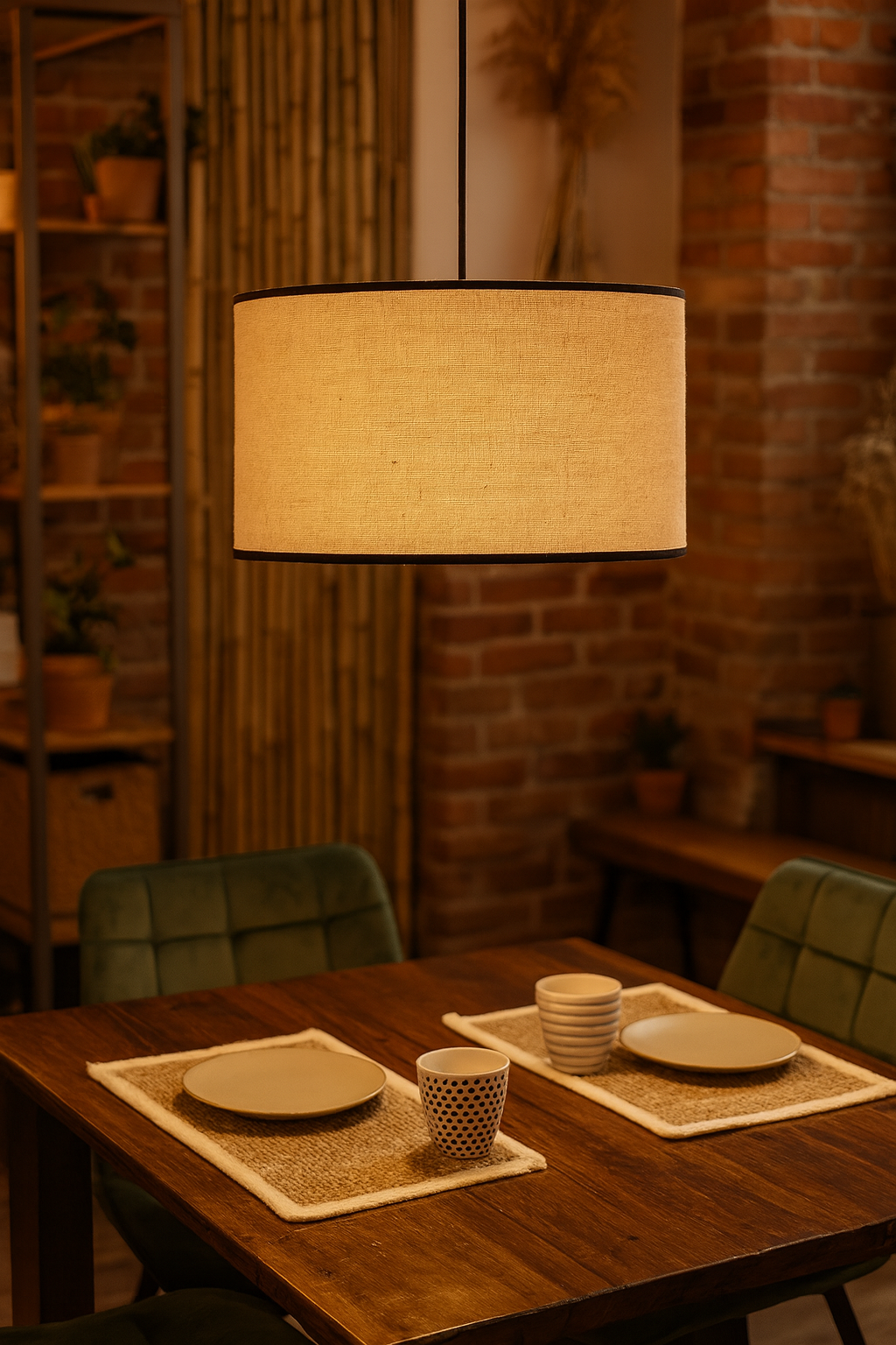 Handcrafted Jute Hanging Lamp | Boho Ceiling Lamp for Bedroom - Kamala 12 Dia x 8 Height by Akway - Image 8