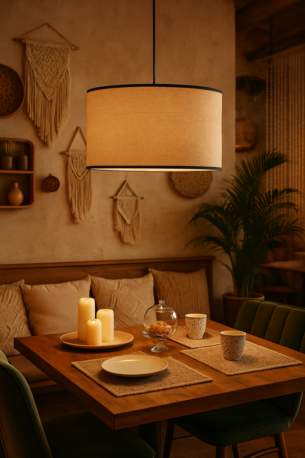 Handcrafted Jute Hanging Lamp | Boho Ceiling Lamp for Bedroom - Kamala 12 Dia x 8 Height by Akway - Image 4