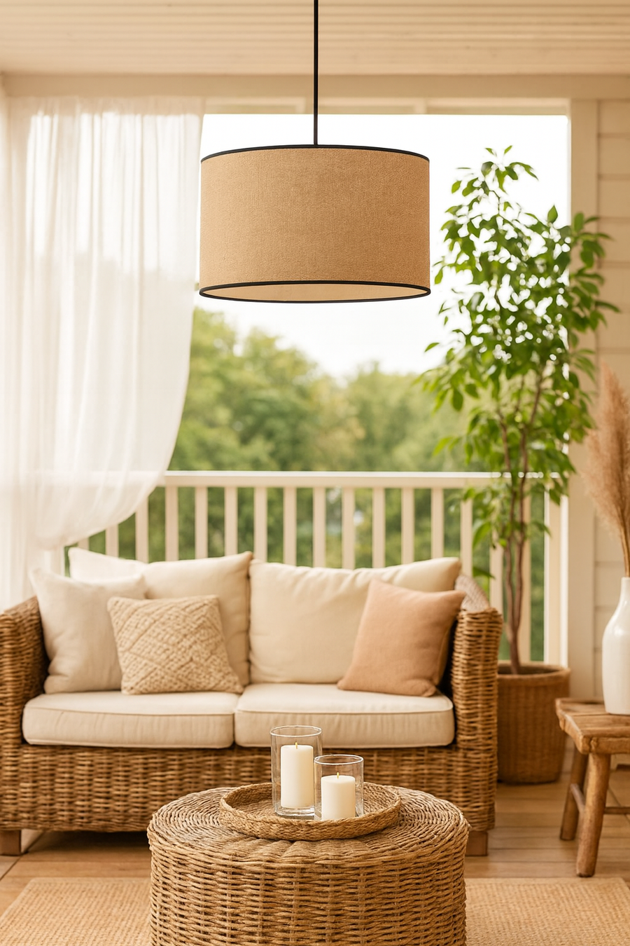 Jute Pendant Light for Bedroom 12 Inch - Kamala by Akway