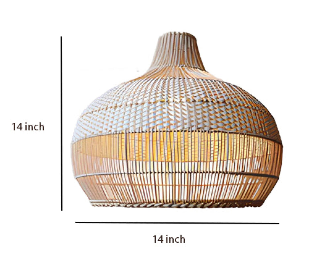 Bamboo Pendant Light for Living Room 14 Inch - Laksh by Akway