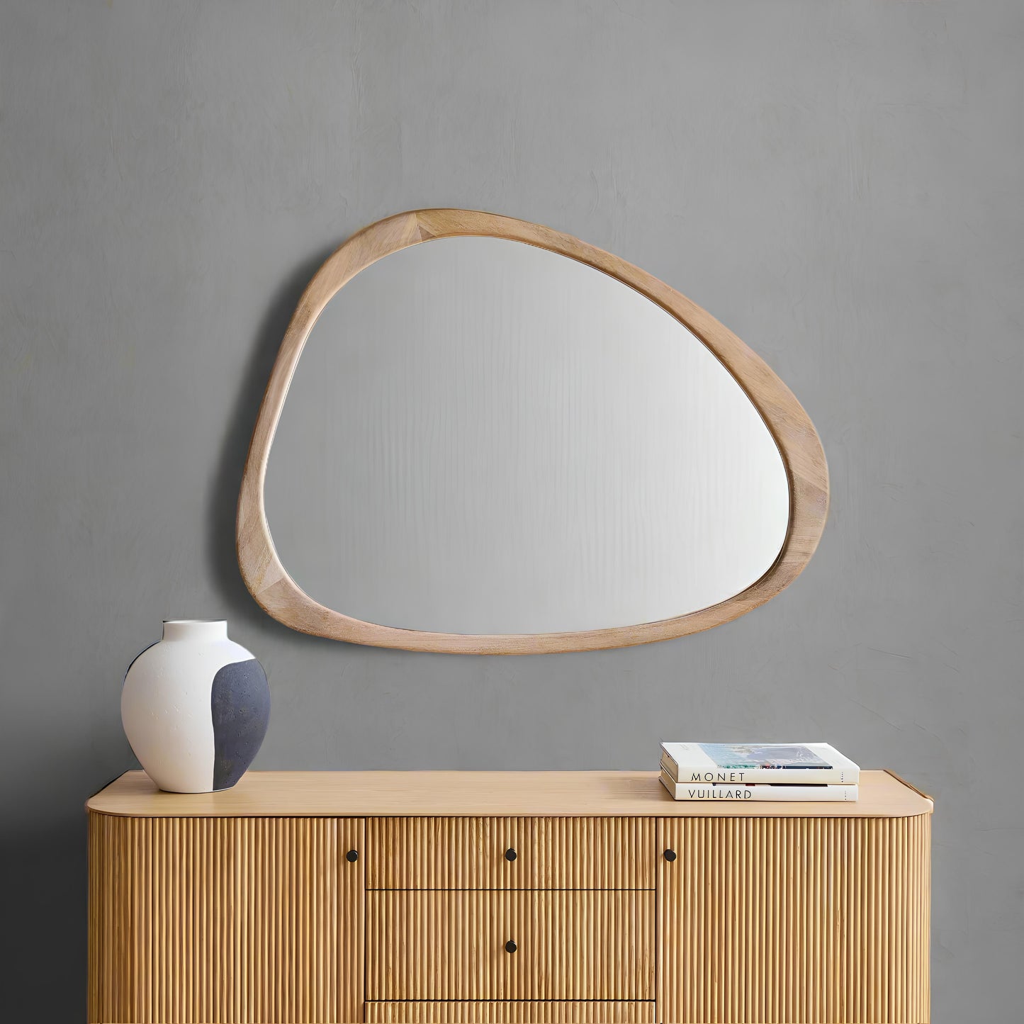 Bamboo Wall Mirror for living room | Cane Wall Mirror | Rattan Mirror - Rviavya - Akway Uncategorized (Image 4)