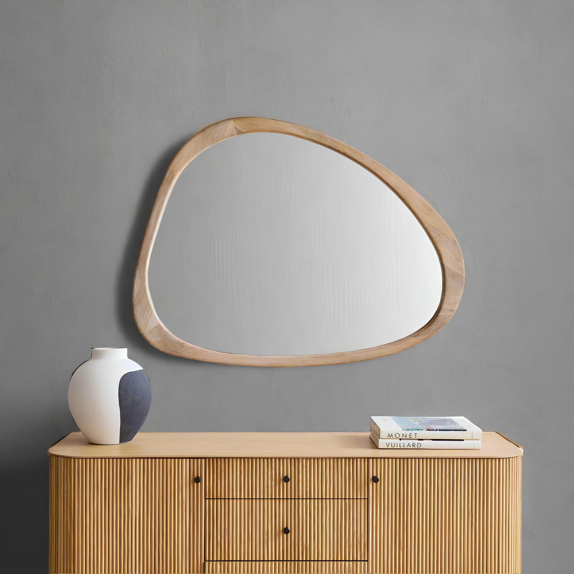 Bamboo Wall Mirror for living room | Cane Wall Mirror | Rattan Mirror - Rviavya - Akway Uncategorized (Image 4)