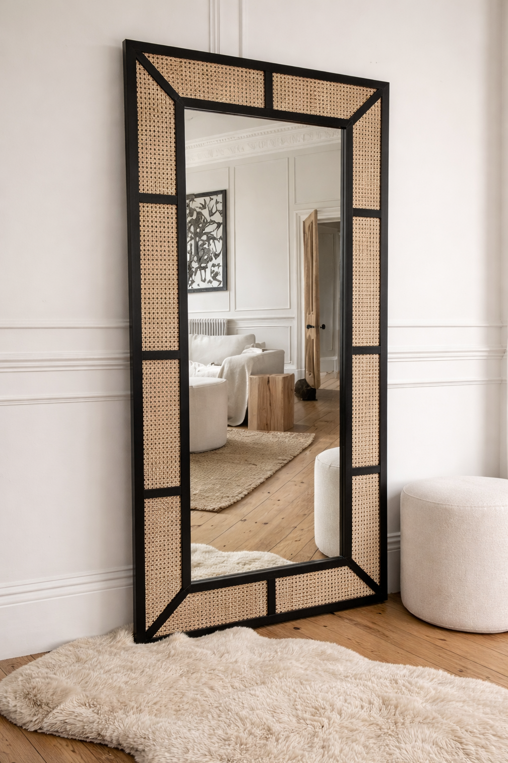 Bamboo Wall Mirror for living room | Cane Wall Mirror | Rattan Mirror -Adhira