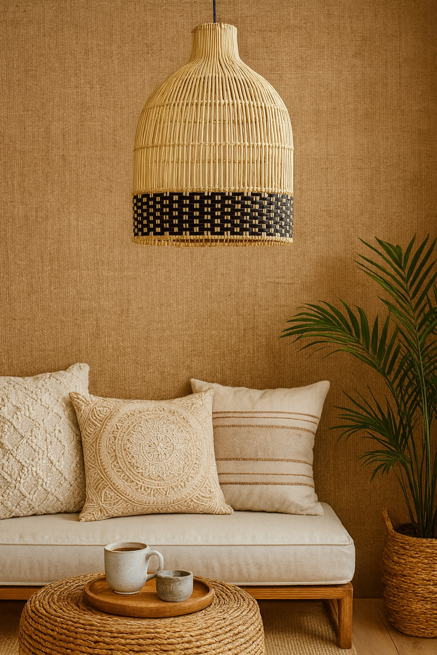 Bamboo Pendant Light for Living Room 14 Inch - Nimit by Akway