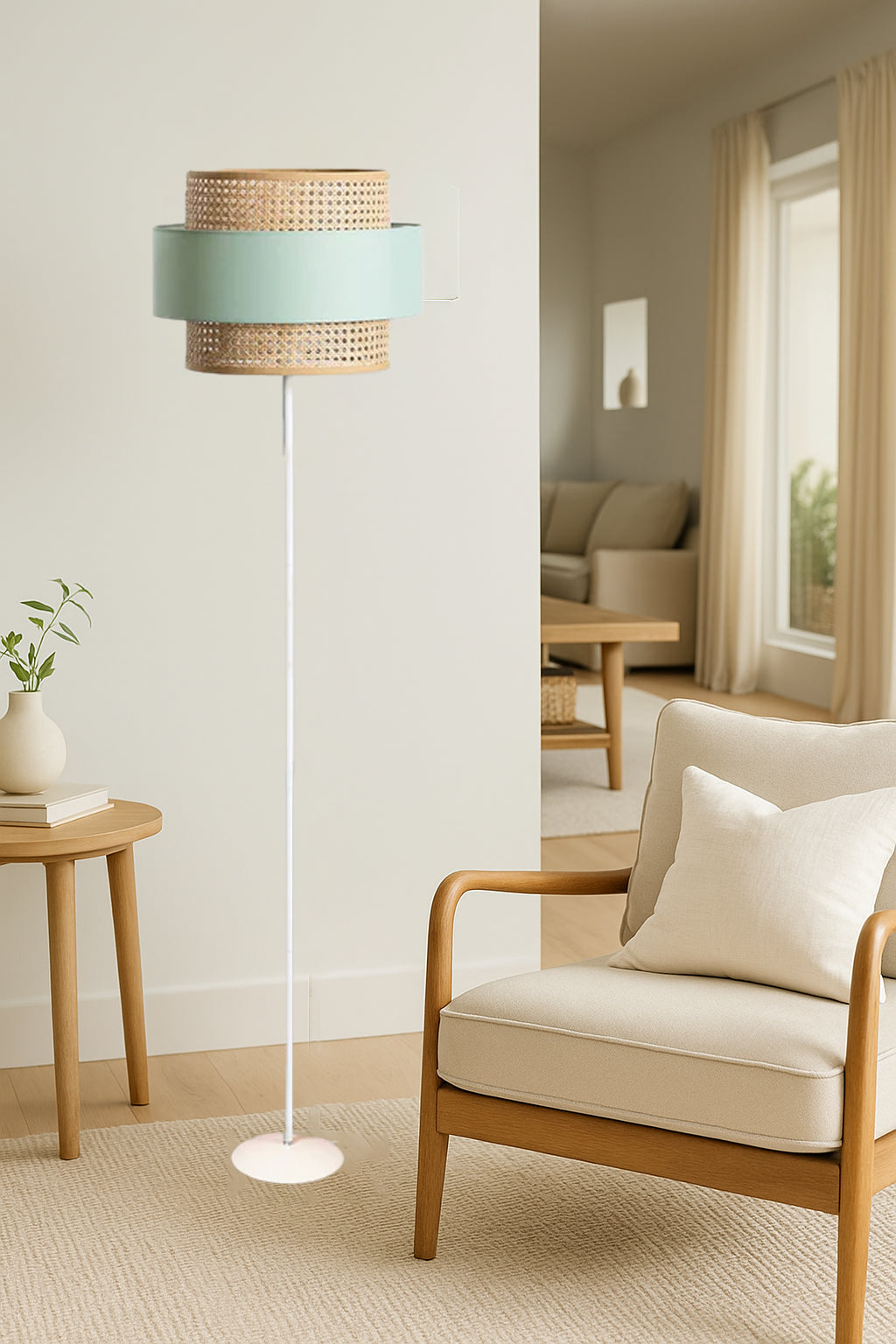 Rattan Cane Webbing Floor Lamp | Bamboo Floor Lamp| Cane Floor Lamp - Aarti by Akway - Lighting > Floor Lamps