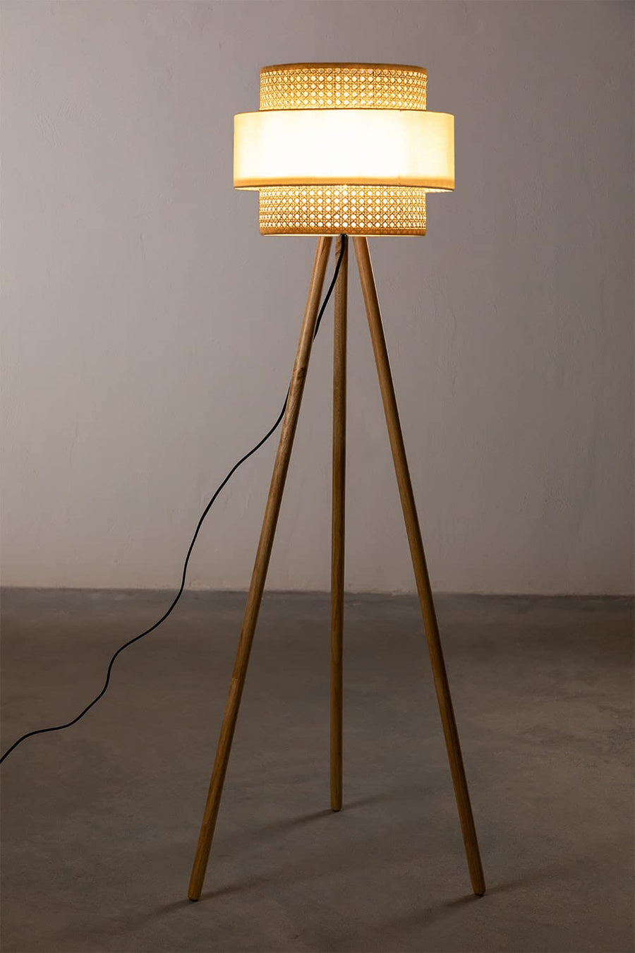 Rattan Cane Webbing Floor Lamp Bamboo Floor Lamp Cane Floor Lamp -Aidana by Akway - Lighting > Floor Lamps