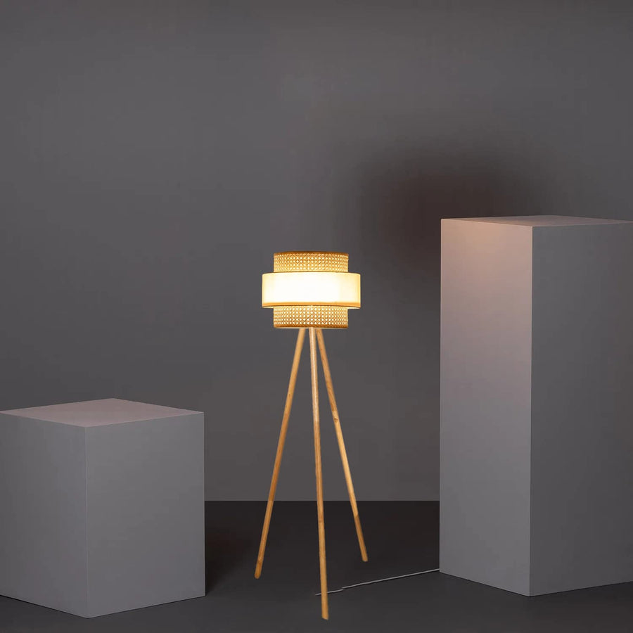 Rattan Cane Webbing Floor Lamp Bamboo Floor Lamp Cane Floor Lamp -Aidana by Akway - Lighting > Floor Lamps
