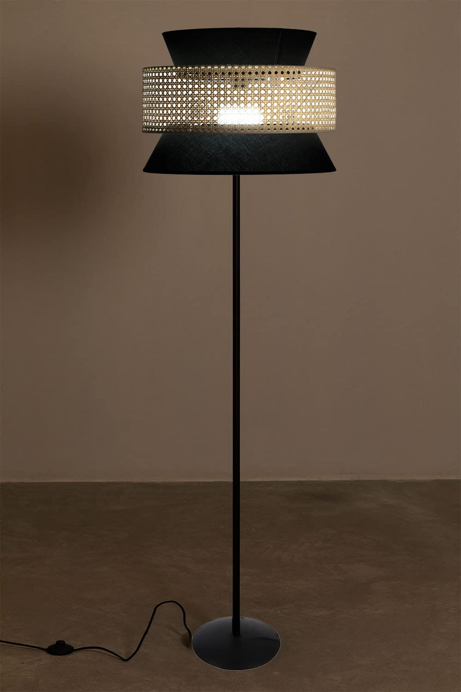 Rattan Cane Webbing Floor Lamp Bamboo Floor Lamp Cane Floor Lamp (Cone Shaped) -Abriana by Akway - Lighting > Floor Lamps