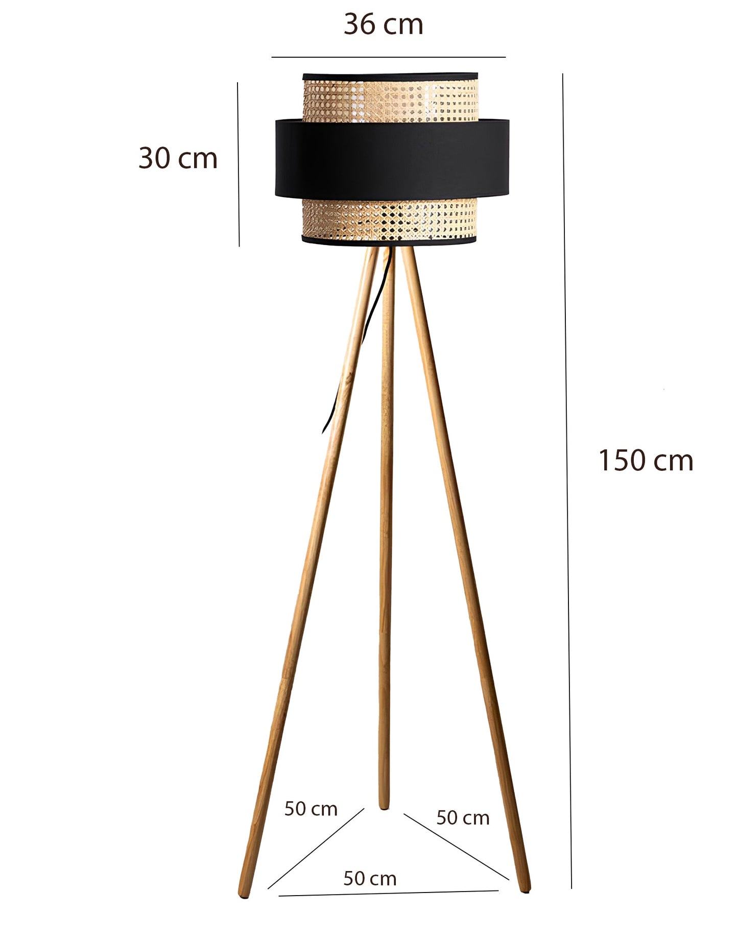 Rattan Cane Webbing Floor Lamp Bamboo Floor Lamp Cane Floor Lamp Wooden Standing lamp -Anelisa by Akway - Lighting > Floor...