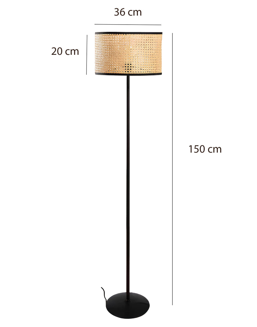 Rattan Cane Webbing Floor Lamp Bamboo Floor Lamp Cane Floor Lamp-Astrid by Akway - Lighting > Floor Lamps