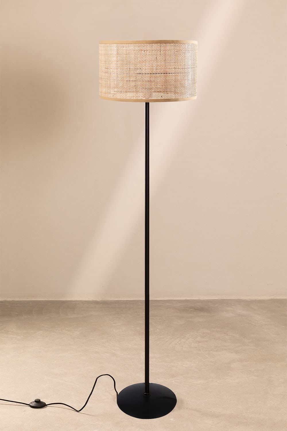 AKWAY Rattan Cane Webbing Floor Lamp Bamboo Floor Lamp Cane Floor Lamp Standing Lamp Wooden Standing lamp for Living Room...