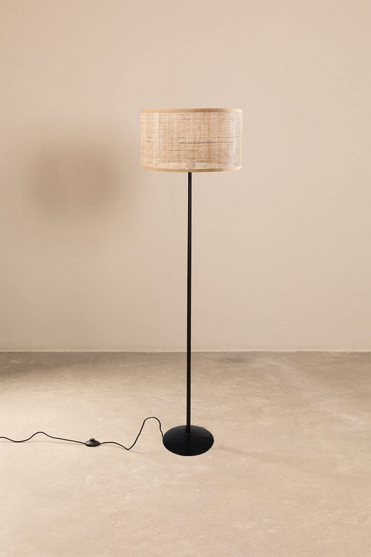 AKWAY Rattan Cane Webbing Floor Lamp Bamboo Floor Lamp Cane Floor Lamp Standing Lamp Wooden Standing lamp for Living Room...