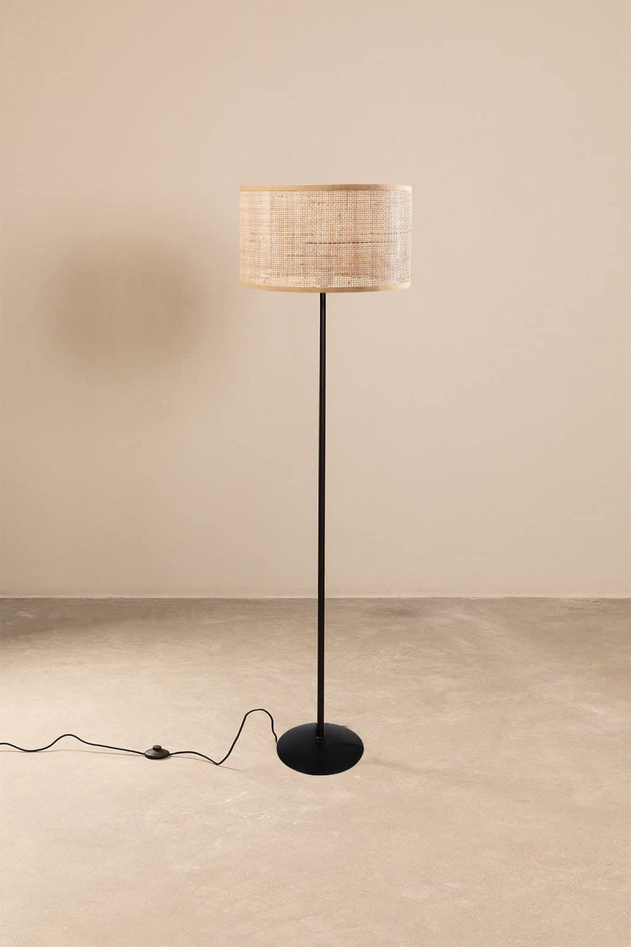 AKWAY Rattan Cane Webbing Floor Lamp Bamboo Floor Lamp Cane Floor Lamp Standing Lamp Wooden Standing lamp for Living Room...