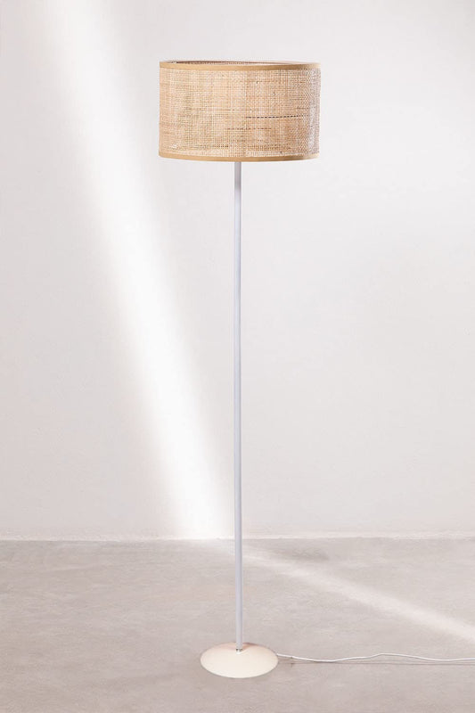 AKWAY Rattan Cane Webbing Floor Lamp Bamboo Floor Lamp for Living Room Cane Floor Lamp Standing Lamp Wooden Standing lamp...