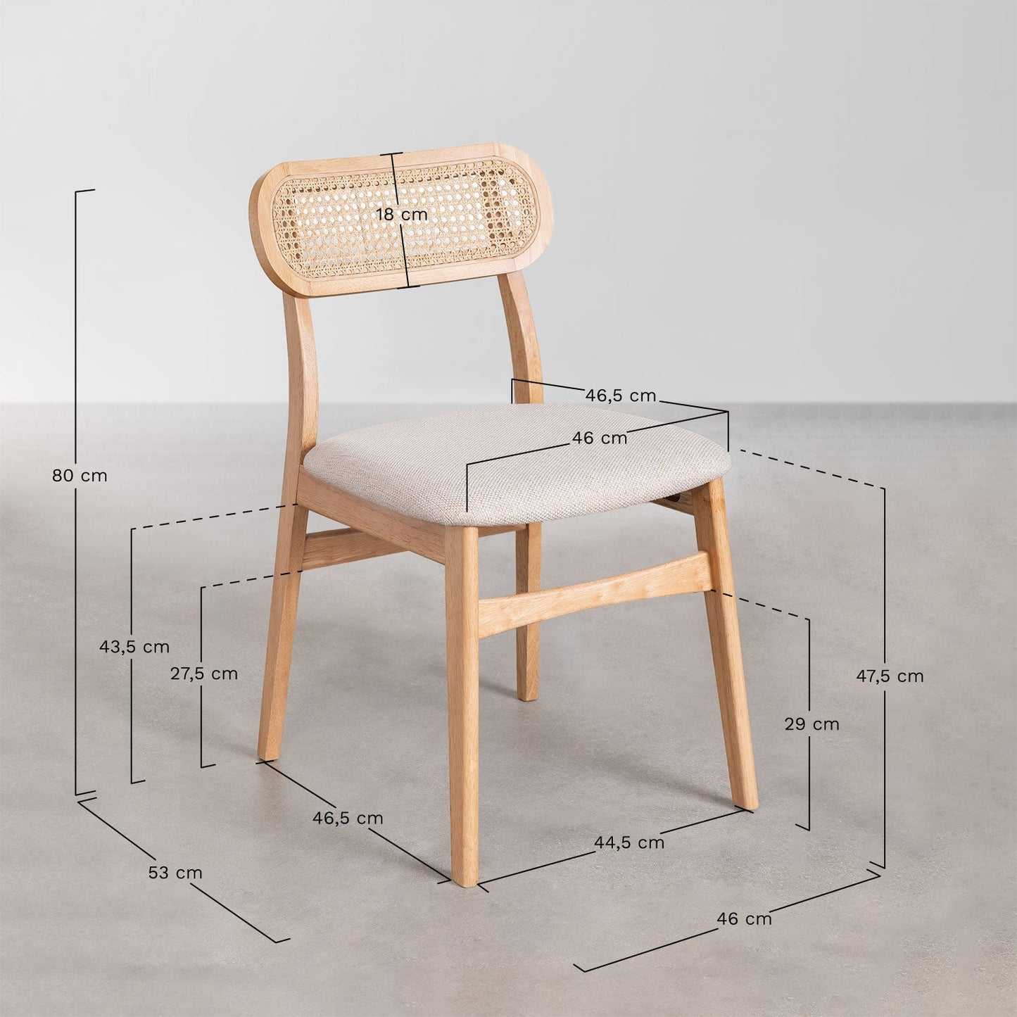Rattan Dining Chair Teak Wood Finish | Woven Chair For Study Teak Wood Finish | Cane chair for Dining - Leivel by Akway