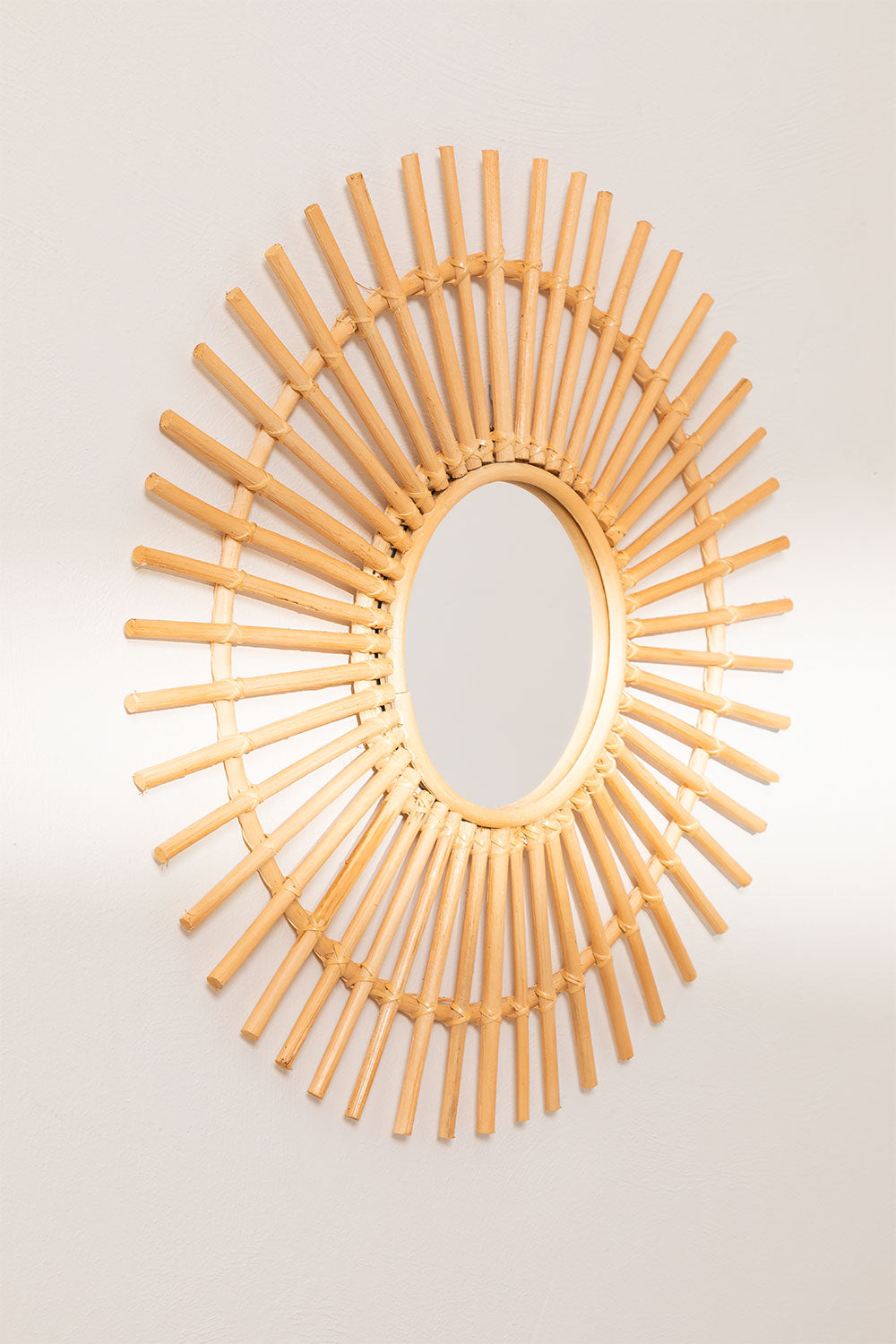 AKWAY Handcrafted Rattan Wall Mirror for Living Room, Bathroom, Bedroom, Home and Office, Wall Decor, Decorative Wall Mirror