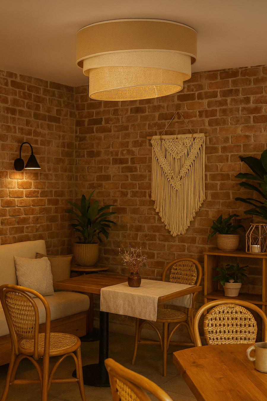Jute Ceiling Flush Mount Lamp for Living Room | Jute Pendant light | Jute ceiling light - Rulkia by Akway - Image 4