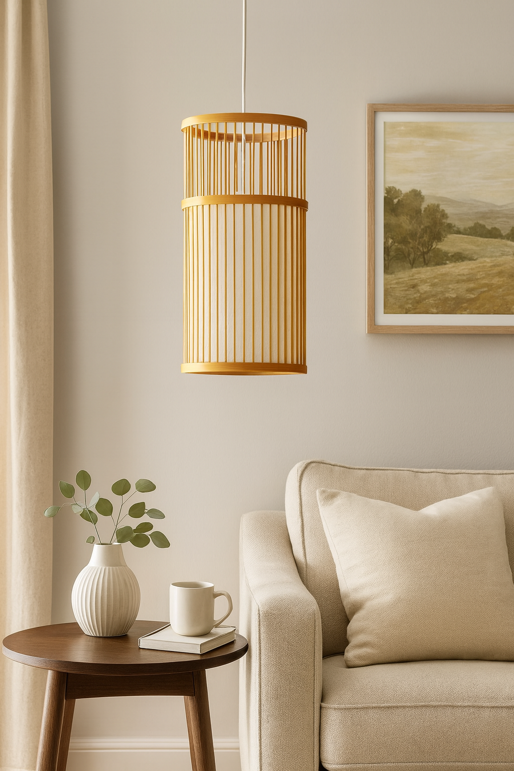Bamboo Lamp for Living Room | Rattan Pendant light | Cane ceiling light - Srinidhi