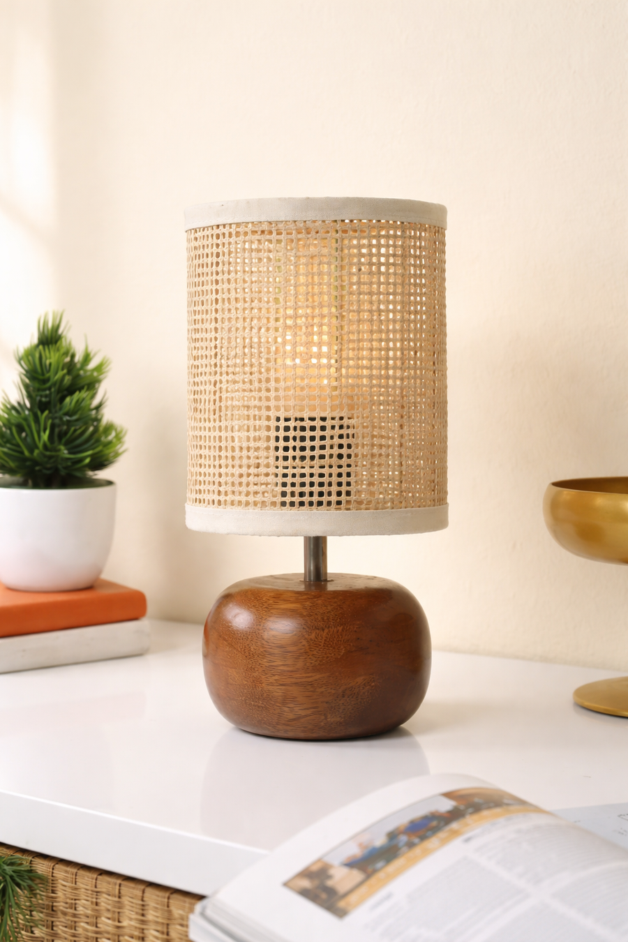 Rattan Table Lamp for Living Room | Handmade Table Lamp - Guinevere by Akway - Lighting > Table Lamps