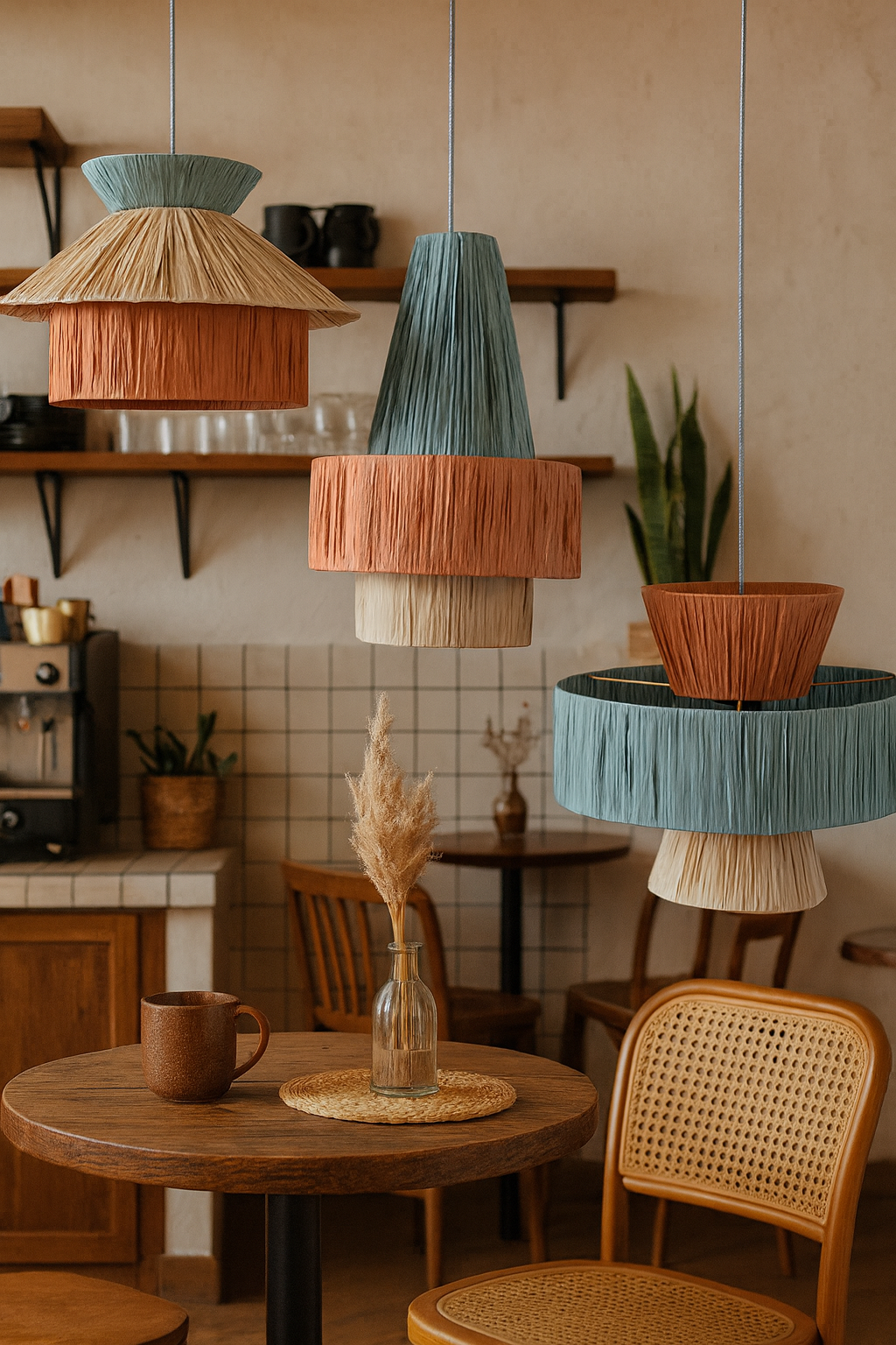 Bamboo Hanging lamp for Living Room | Rattan Pendant light | Cane ceiling light - Tanya by Akway - Image 8