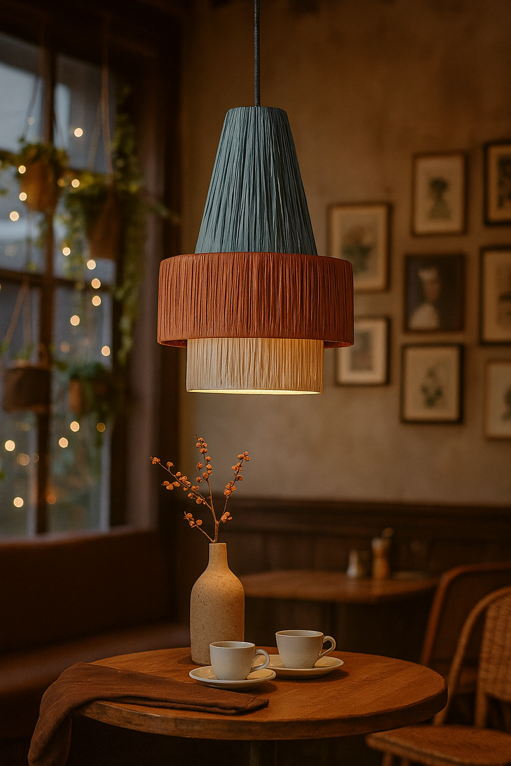 Bamboo Hanging lamp for Living Room | Rattan Pendant light | Cane ceiling light - Tanya by Akway - Image 7