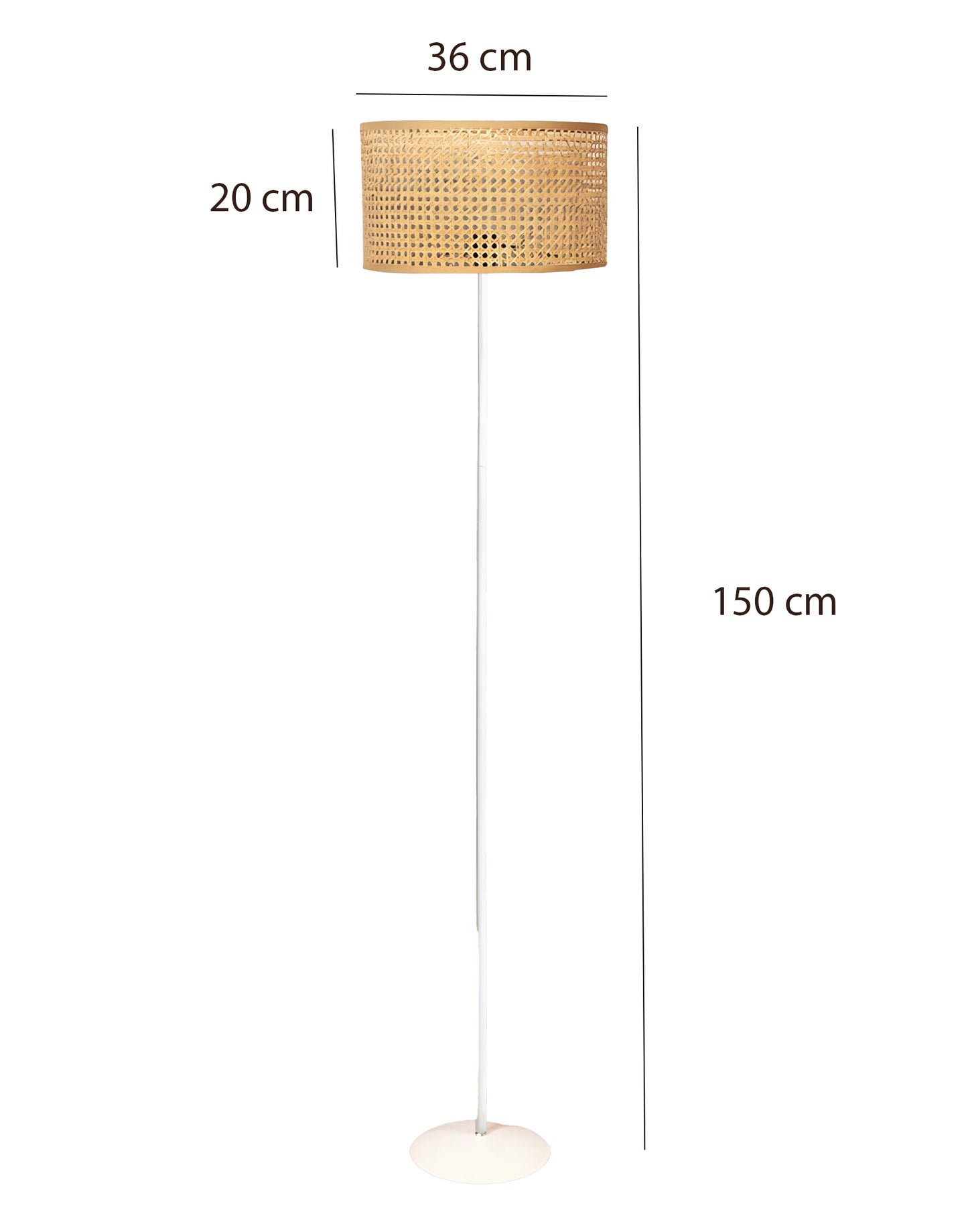 AKWAY Rattan Cane Webbing Floor Lamp Bamboo Floor Lamp Cane Floor Lamp Standing Lamp Wooden Standing lamp for Living Room Bed