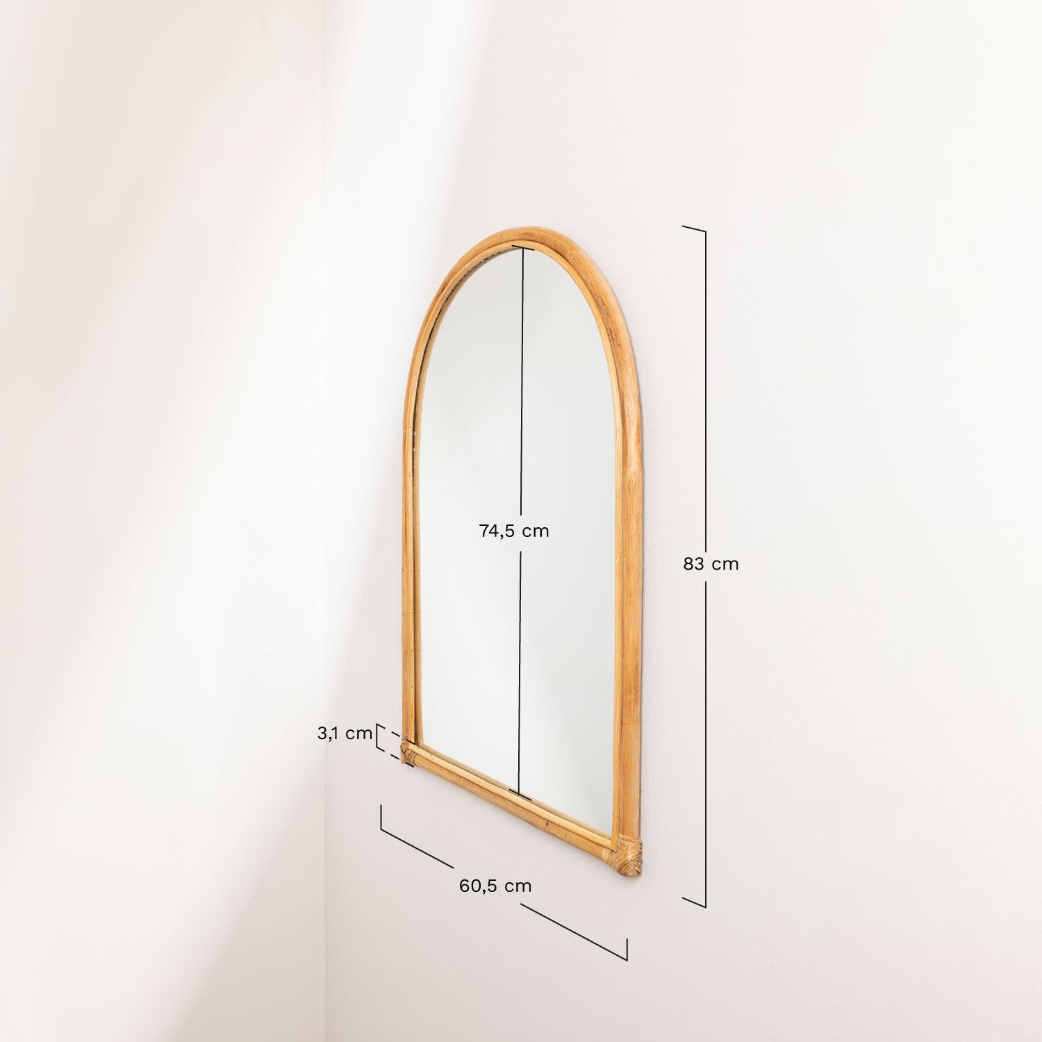 Bamboo Wall Mirror for living room | Cane Wall Mirror | Rattan Mirror - Shanaya - Akway