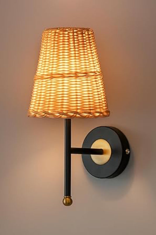 Bamboo Wall Lamp For Living Room | Rattan Wall Light - Geetika by Akway