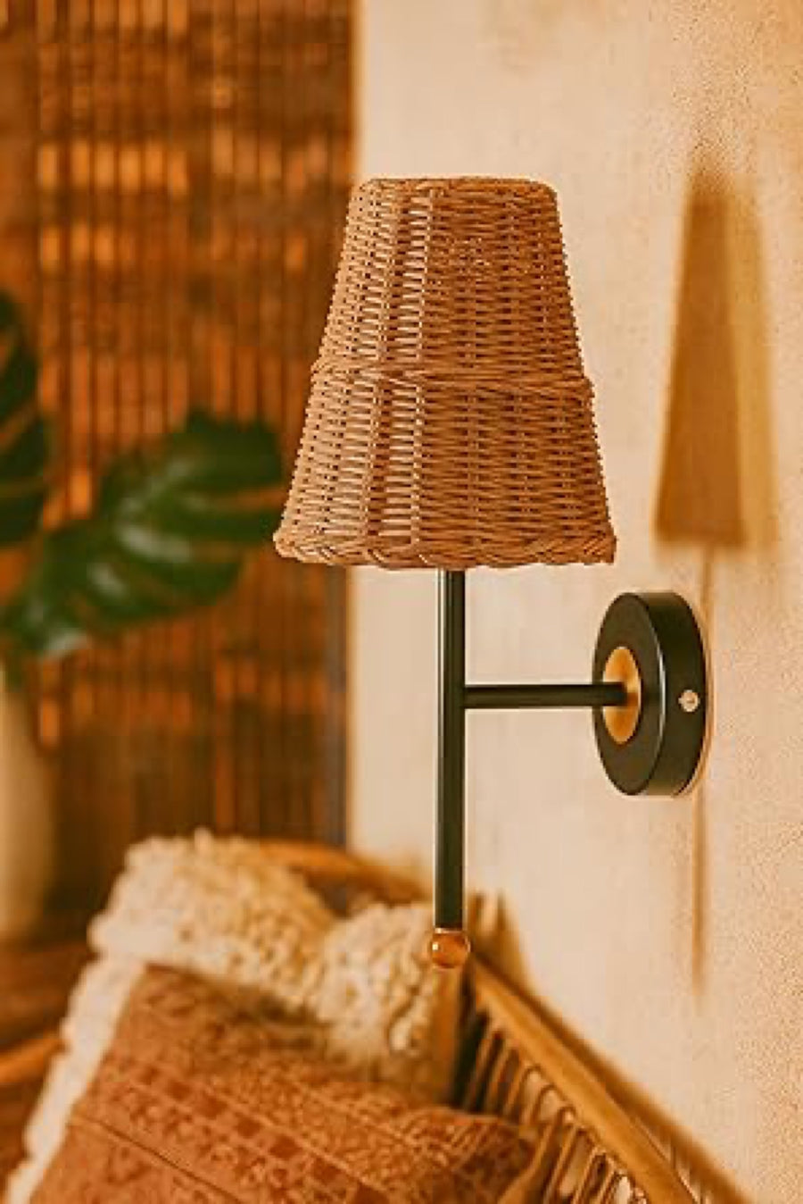 Bamboo Wall Lamp For Living Room | Rattan Wall Light - Geetika by Akway