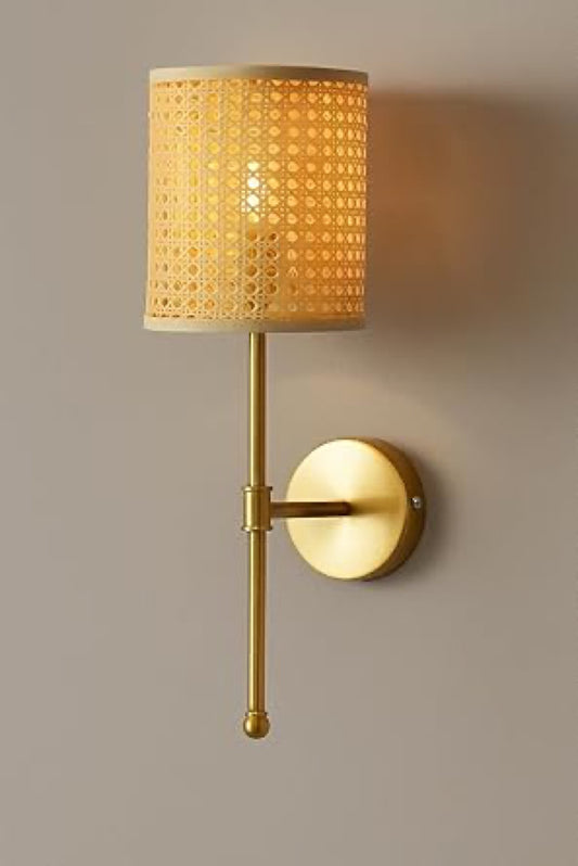 Rattan Wall Lamp For Living Room | Bamboo Wall Scone - Charvi by Akway