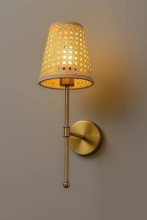 Bamboo Wall Lamp For Living Room | Cane Wall Light - Janaki by Akway