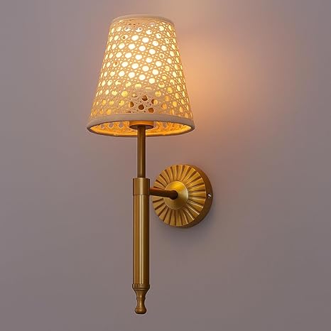 Cane Wall Lamp For Living Room | Bamboo Wall Scone - Jalsa by Akway