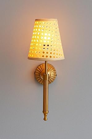 Cane Wall Lamp For Living Room | Bamboo Wall Scone - Jalsa by Akway