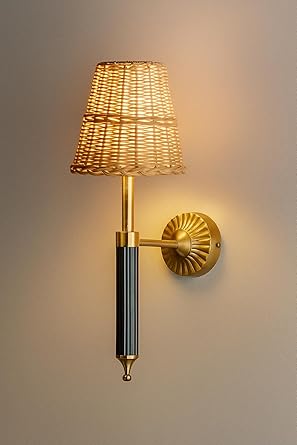 Rattan Wall Light For Living Room | Bamboo Brass Sconce - Odika by Akway