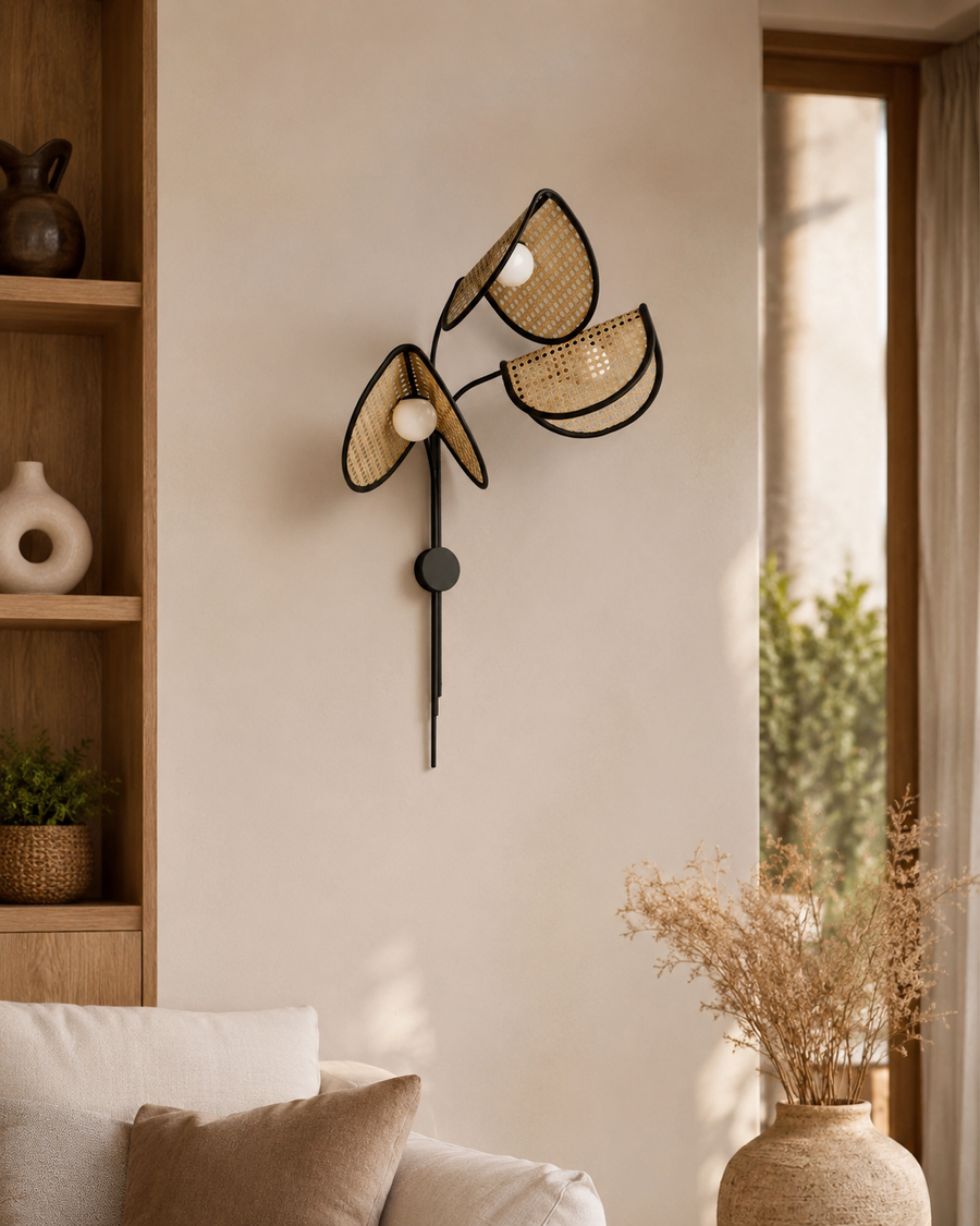 Cane Wall Light for Dining Room | Rattan Wall Lamp - TRIMPOLA