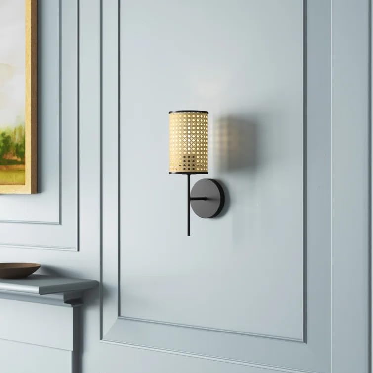 Bamboo Wall lamp for Living Room | Rattan Pendant light |Cane Webbing Wall Lamps- Alletta - Akway Lighting > Wall Lamps & Sco