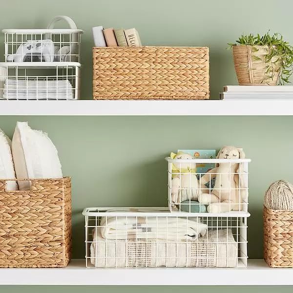 AKWAY wicker seagrass kauna grass water hyacinth rattan cane storage basket | Storage orgainser for home decor (13"L X 9"B X 6"H) - Akway