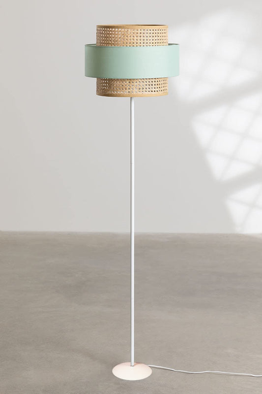 Rattan Cane Webbing Floor Lamp | Bamboo Floor Lamp| Cane Floor Lamp - Aarti - Akway Lighting > Floor Lamps (Image 1)