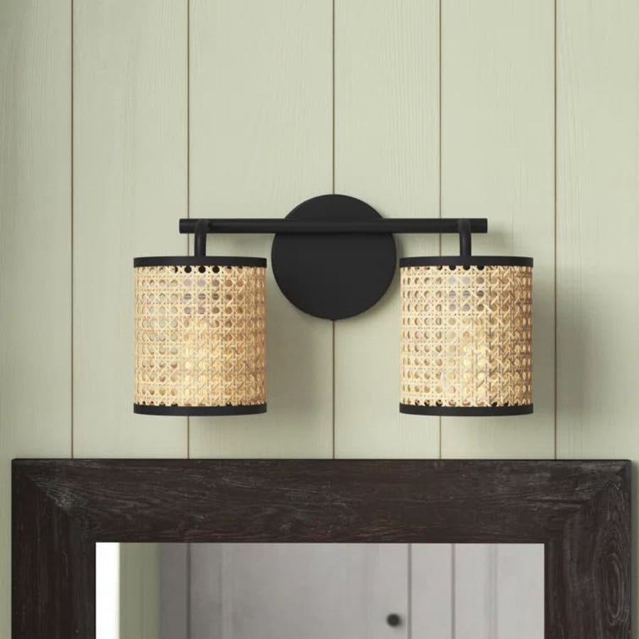 Bamboo Wall lamp for Living Room | Rattan Pendant light |Cane Webbing Wall Lamps- Azure - Akway Lighting > Wall Lamps & Sconc