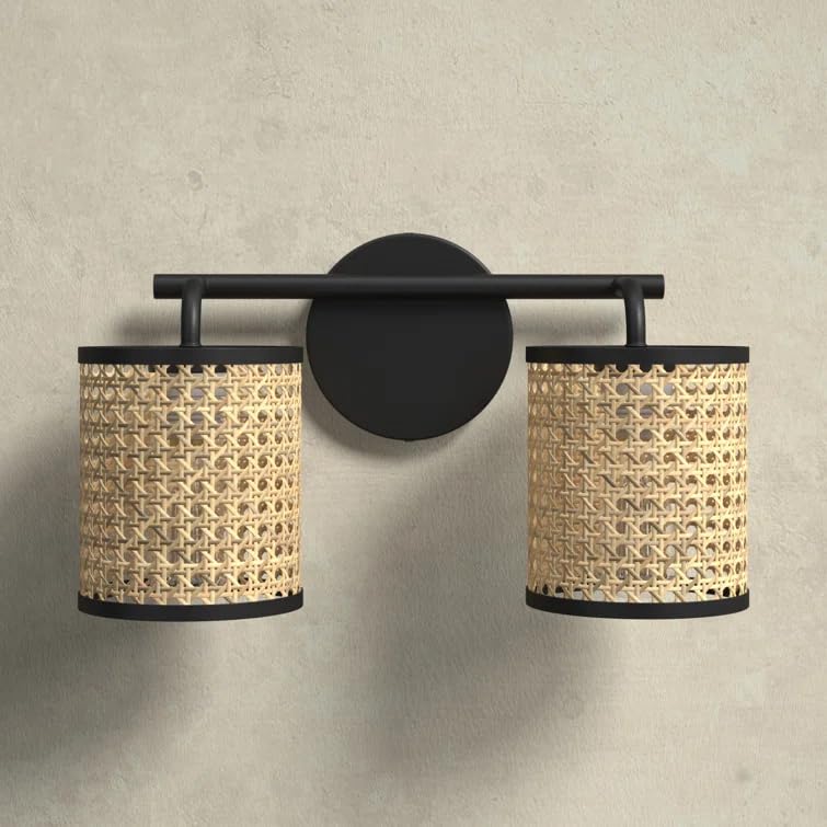 Bamboo Wall lamp for Living Room | Rattan Pendant light |Cane Webbing Wall Lamps- Azure - Akway Lighting > Wall Lamps & Sconc